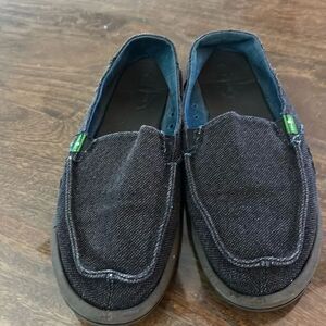 Black Sanuk Slid-On Shoes, size 10